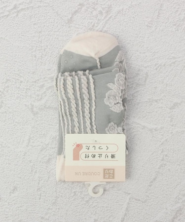 ◆コダワリ スベリ止ラインフラワ クォーターソックス