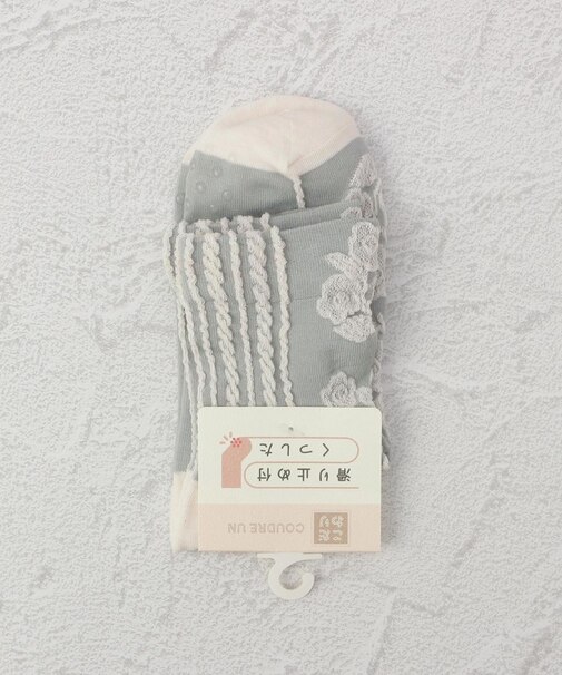 ◆コダワリ スベリ止ラインフラワ クォーターソックス