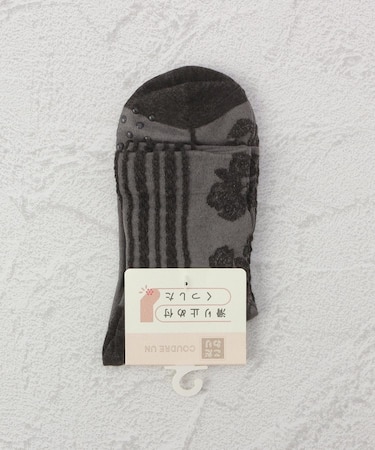 ◆コダワリ スベリ止ラインフラワ クォーターソックス