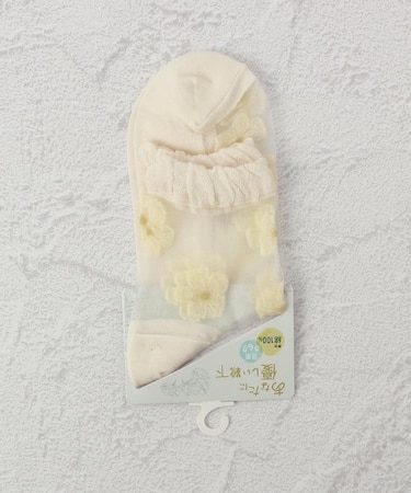 ◆あなたに優しい シースルーシンプル花 クォーターソックス