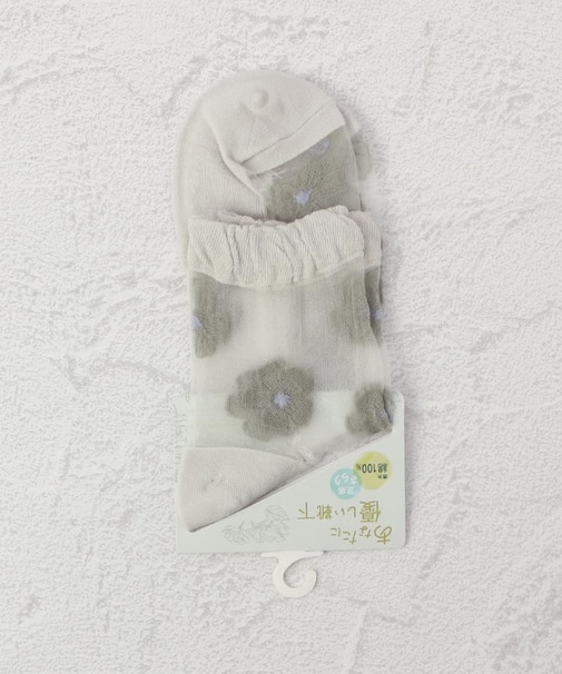 ◆あなたに優しい シースルーシンプル花 クォーターソックス