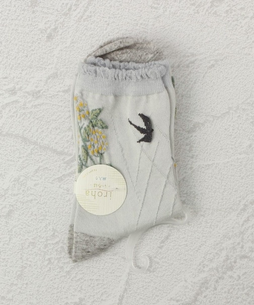 ◆PP イロハ 麻入花燕 クォーターソックス