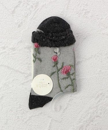 ◆PP イロハ 麻入アザミ蝶 クォーターソックス