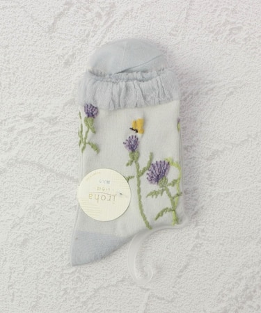 ◆PP イロハ 麻入アザミ蝶 クォーターソックス