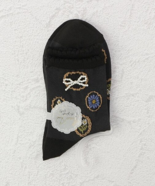 ◆PP 付属付パール調リボン クォーターソックス