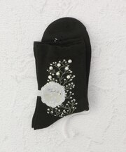 ◆PP 付属付カスミソウパール調 クォーターソックス