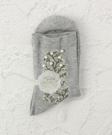 ◆PP 付属付カスミソウパール調 クォーターソックス