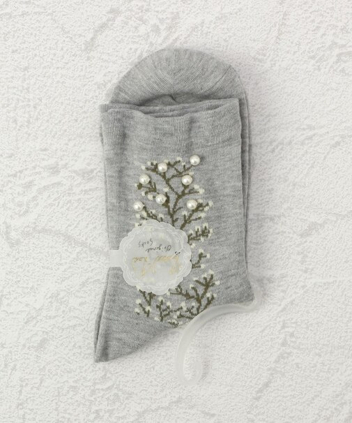 ◆PP 付属付カスミソウパール調 クォーターソックス