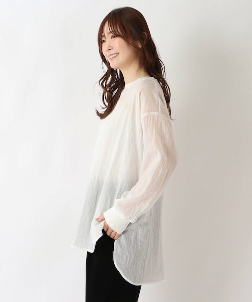 リップル 長袖レイヤードプルオーバーシャツ