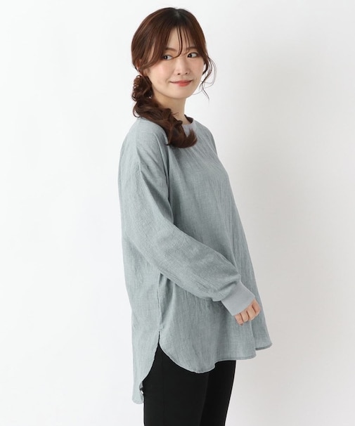 リップル 長袖レイヤードプルオーバーシャツ