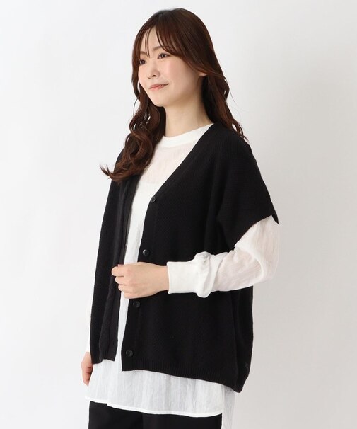 鹿の子編み 肩落ちニットベスト
