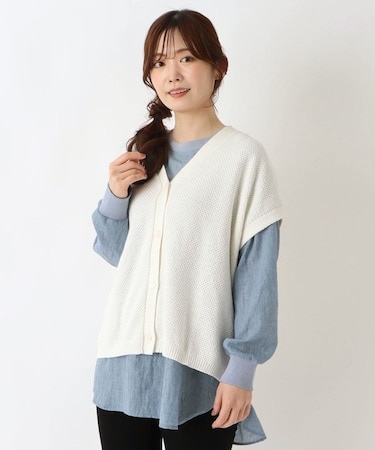 鹿の子編み 肩落ちニットベスト