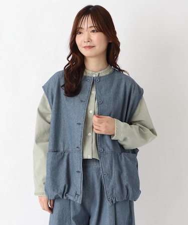 【ワンズテラスオリジナル】デニム ノースリーブバルーンベスト