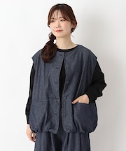 【ワンズテラスオリジナル】デニム ノースリーブバルーンベスト