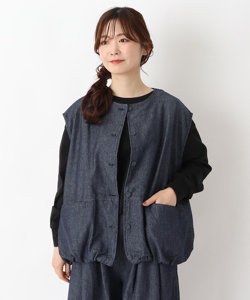【ワンズテラスオリジナル】デニム ノースリーブバルーンベスト