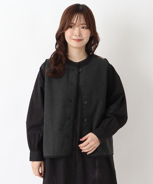 ウールライク パイピングベスト