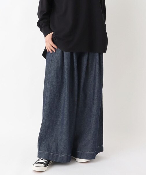 デニムタックワイドパンツ