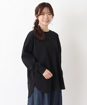 綿カットソー 裾ラウンドビッグプルオーバー