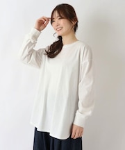 綿カットソー 裾ラウンドビッグプルオーバー
