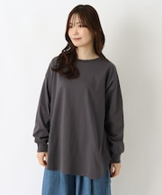 綿カットソー 裾ラウンドビッグプルオーバー