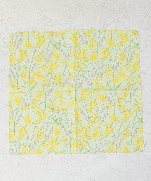 ◆日比谷花壇 プリントハンカチ ミモザ