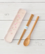 【ワンズテラスオリジナル】クリア 木製箸・スプーンセット サクラ