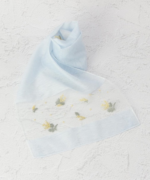 シアー 刺繍ミニストール