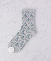 ◆フレーム花柄 クォーターソックス