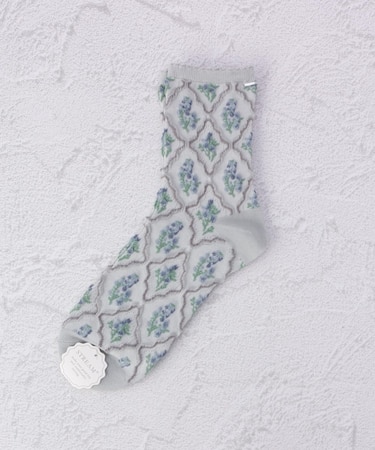 ◆フレーム花柄 クォーターソックス