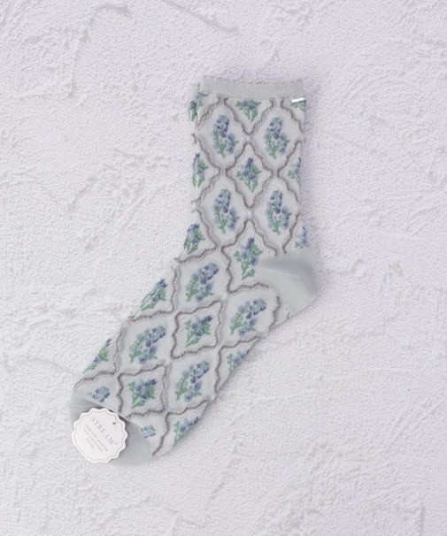 ◆フレーム花柄 クォーターソックス