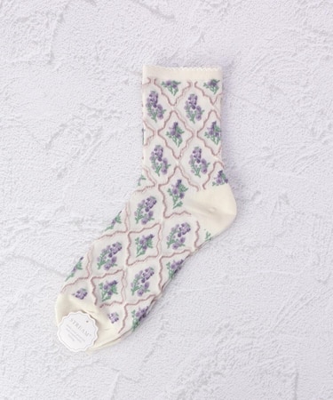 ◆フレーム花柄 クォーターソックス