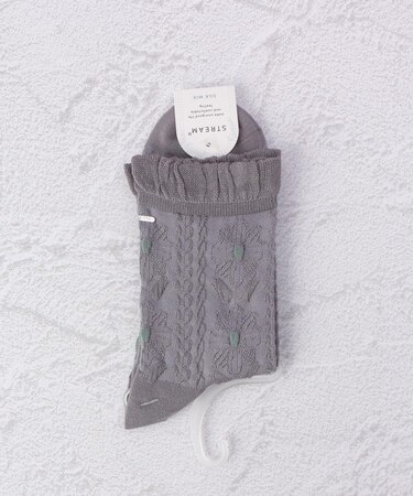 ◆フラワーラインメッシュ クォーターソックス