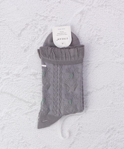 ◆フラワーラインメッシュ クォーターソックス