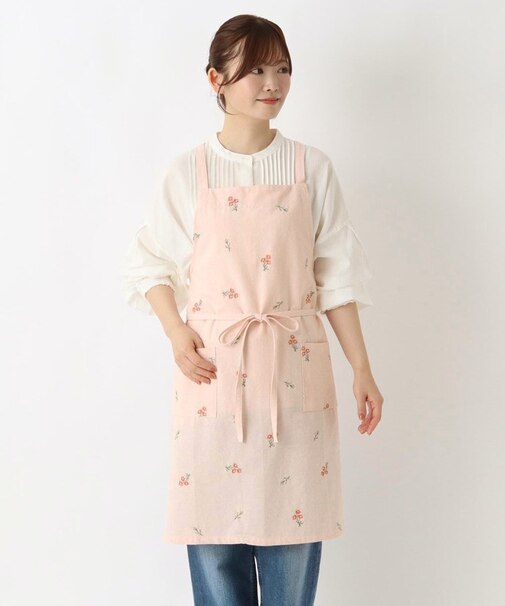 フラワー 刺繍エプロン X型