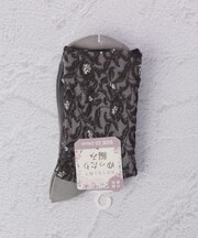 ◆フロート花柄ゆったり編み クォーターソックス