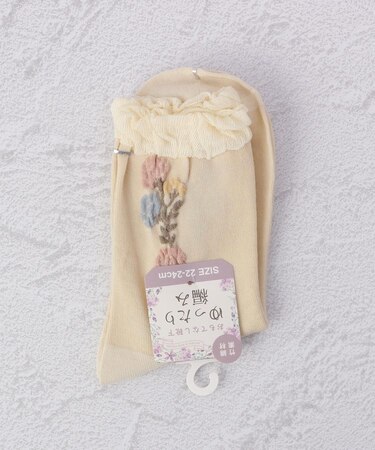 ◆フロートライン花柄ゆったり編み クォーターソックス