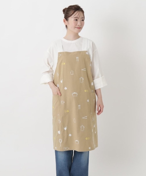 【ワンズテラスオリジナル】キッチン刺繍 エプロン H型