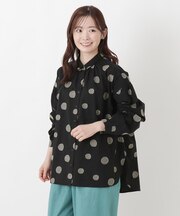 ランダムドット ジャカード前開きシャツ