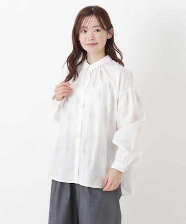 ランダムドット ジャカード前開きシャツ