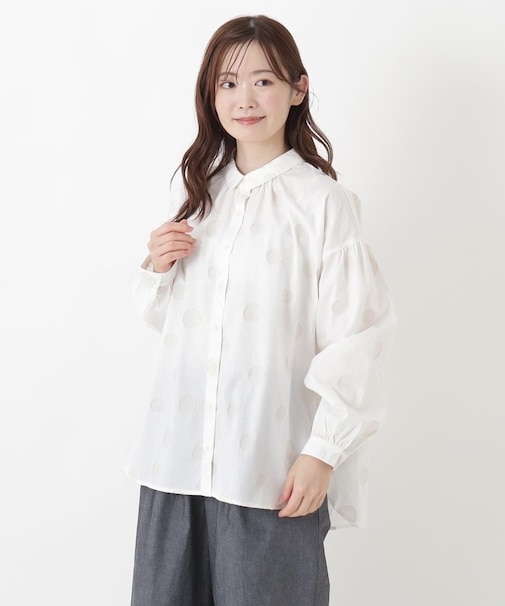 ランダムドット ジャカード前開きシャツ