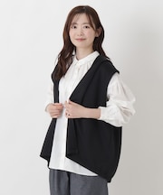 ポンチ フード付きジレ