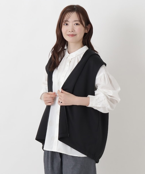 ポンチ フード付きジレ