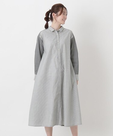 マルチストライプ シャツワンピース