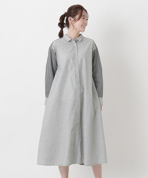 マルチストライプ シャツワンピース