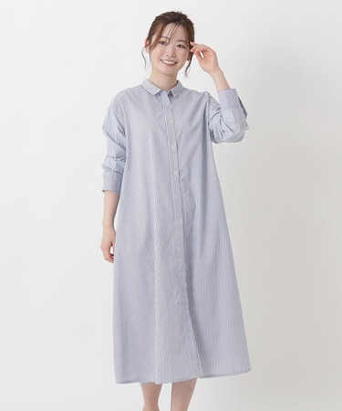 マルチストライプ シャツワンピース