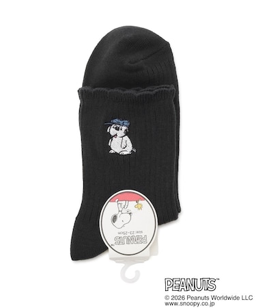 ◆SNOOPY ロークルーリブ刺繍柄ソックス オラフ