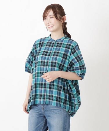 ドルマンスリーブ ワイドチェックシャツ
