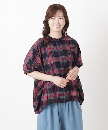 ドルマンスリーブ ワイドチェックシャツ