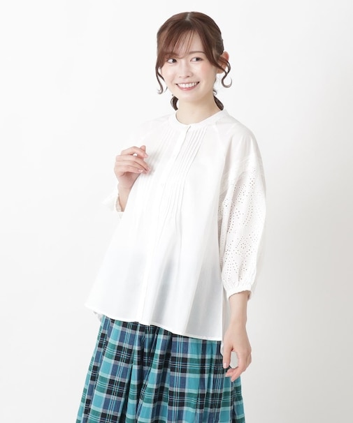 ラグランスリーブ 刺繍ブラウス