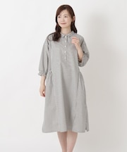 肩ドロップ7分袖ワンピース